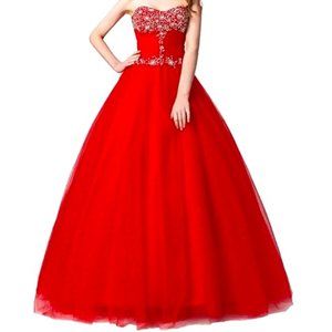 Women's Sze 2 Red PROM/Wedding/Formal/Graduation Dress. Excellent Condition